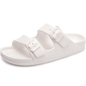 Women's Comfort Slides Double Buckle Adjustable EVA Flat Sandals - 7
